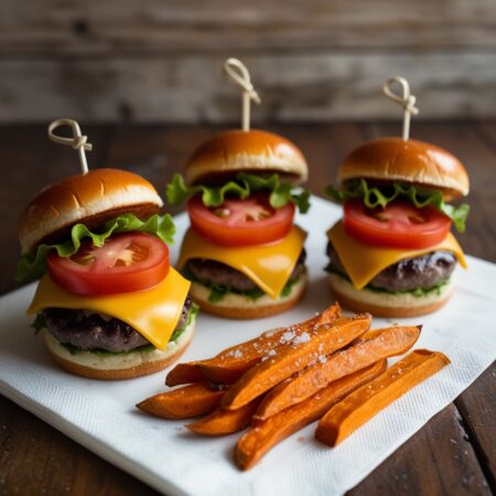 Mini Burgers with Sweet Potato Fries